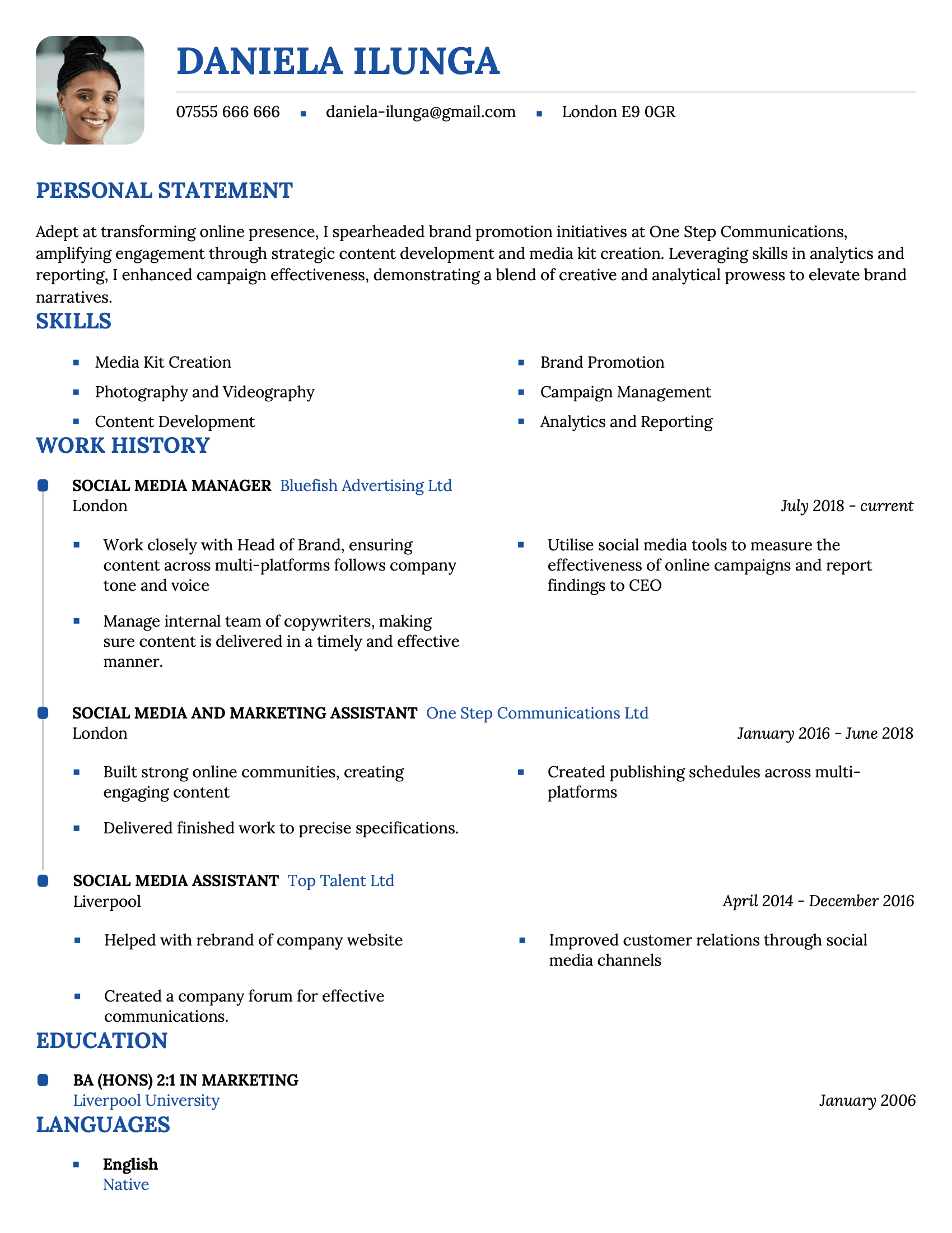Classic CV template