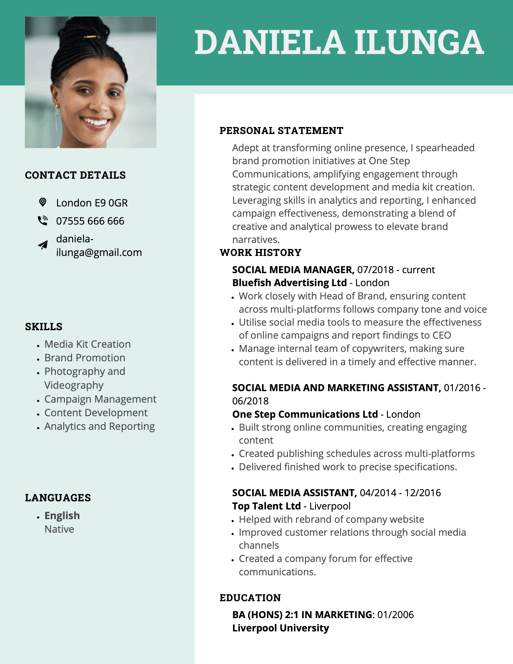 Corporate CV template