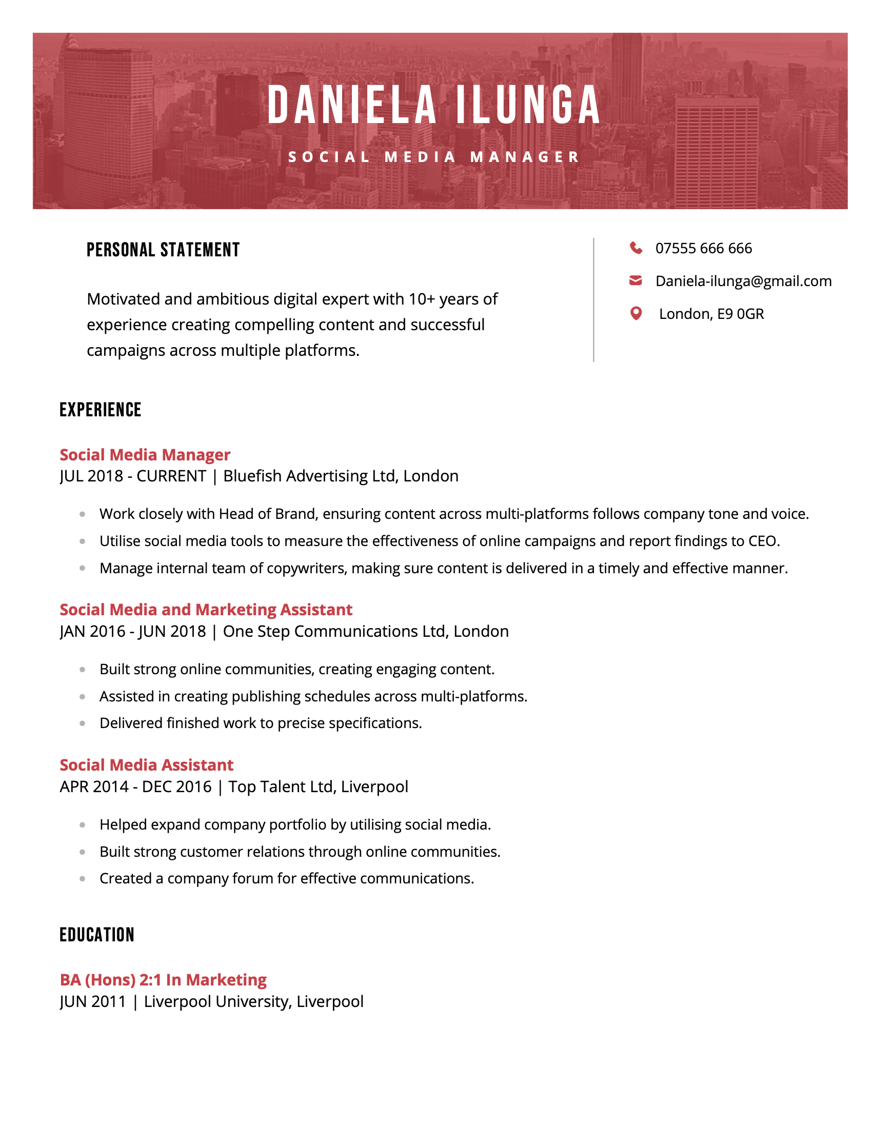Advanced CV template
