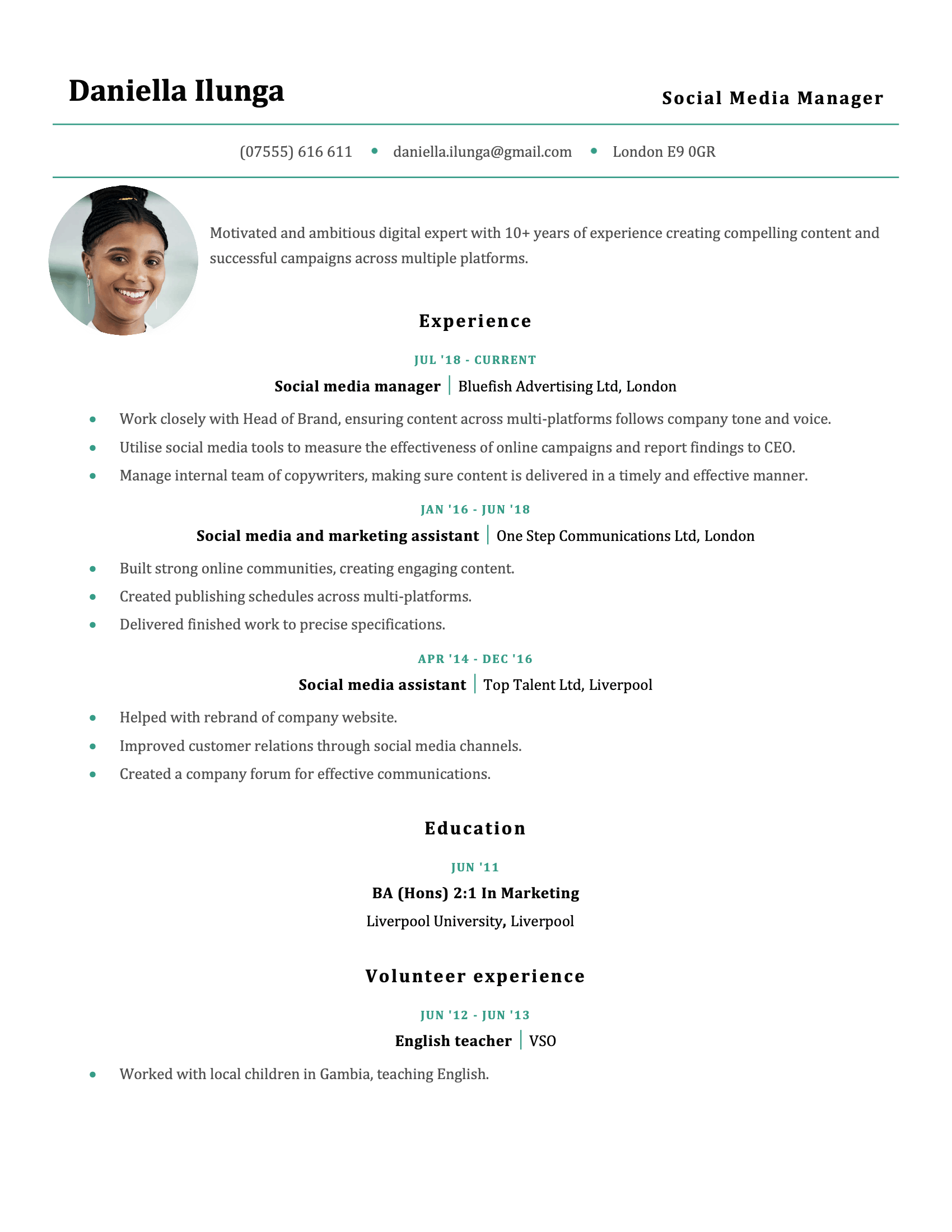 Modern CV template