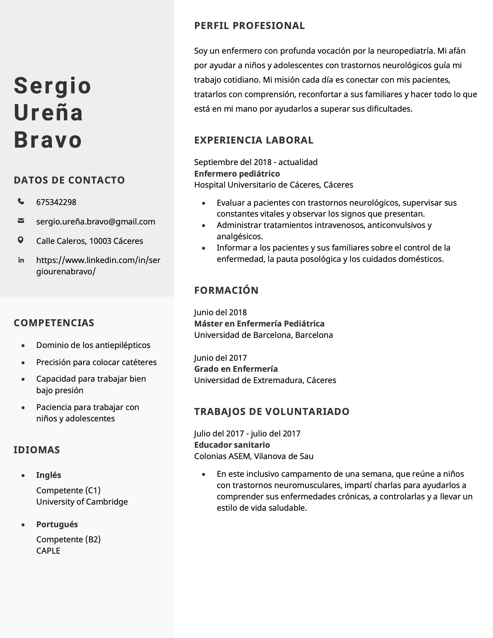 Clean CV template
