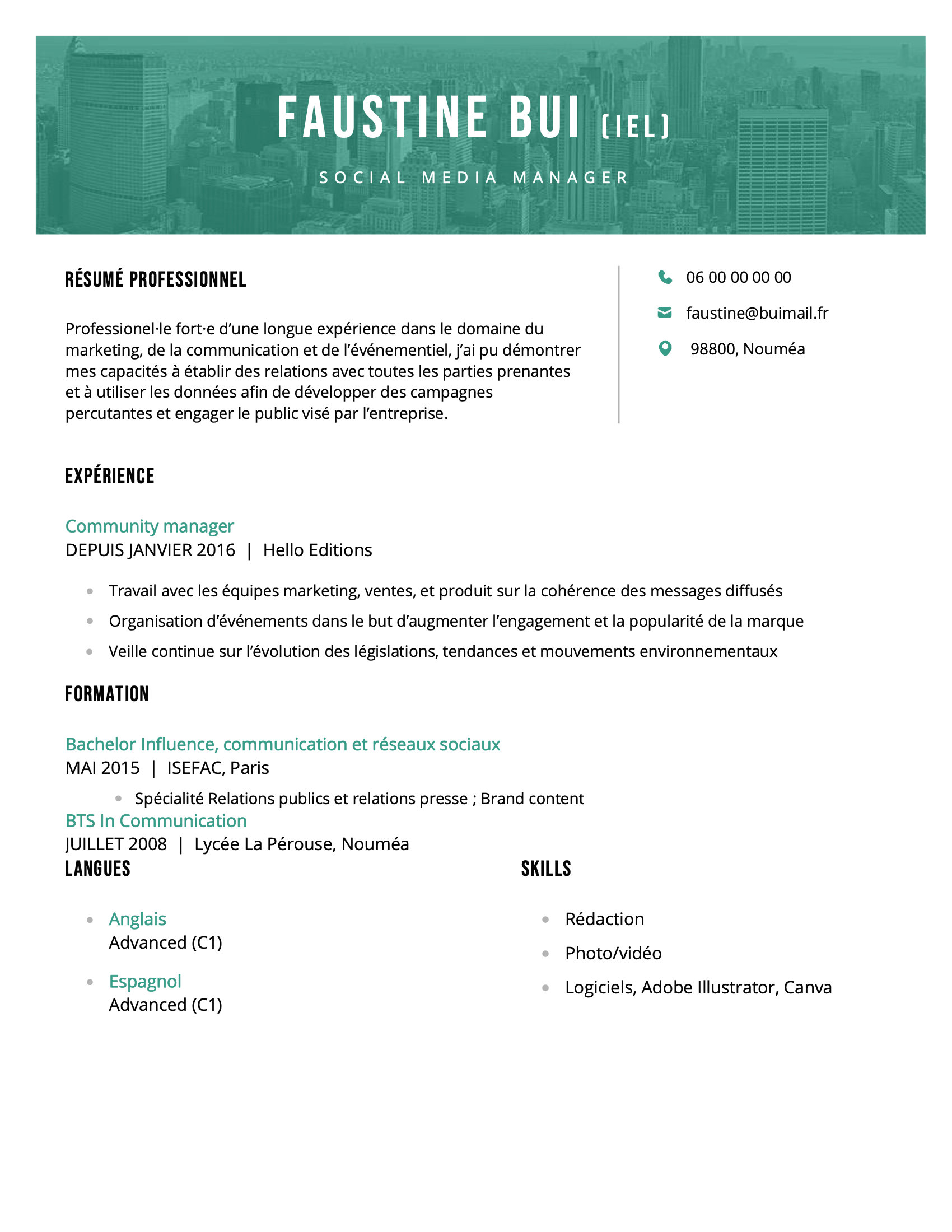 Chicago CV template