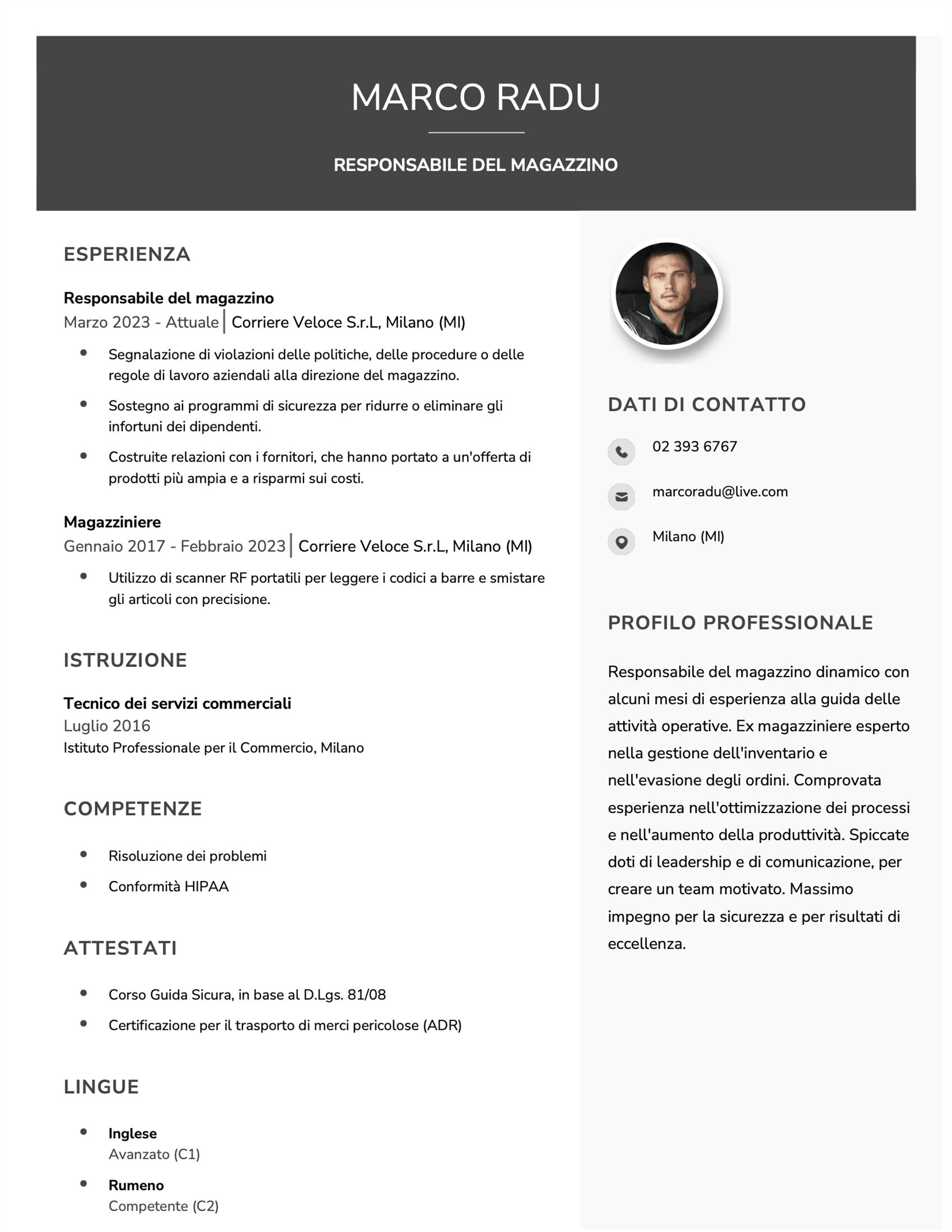 Clean CV template