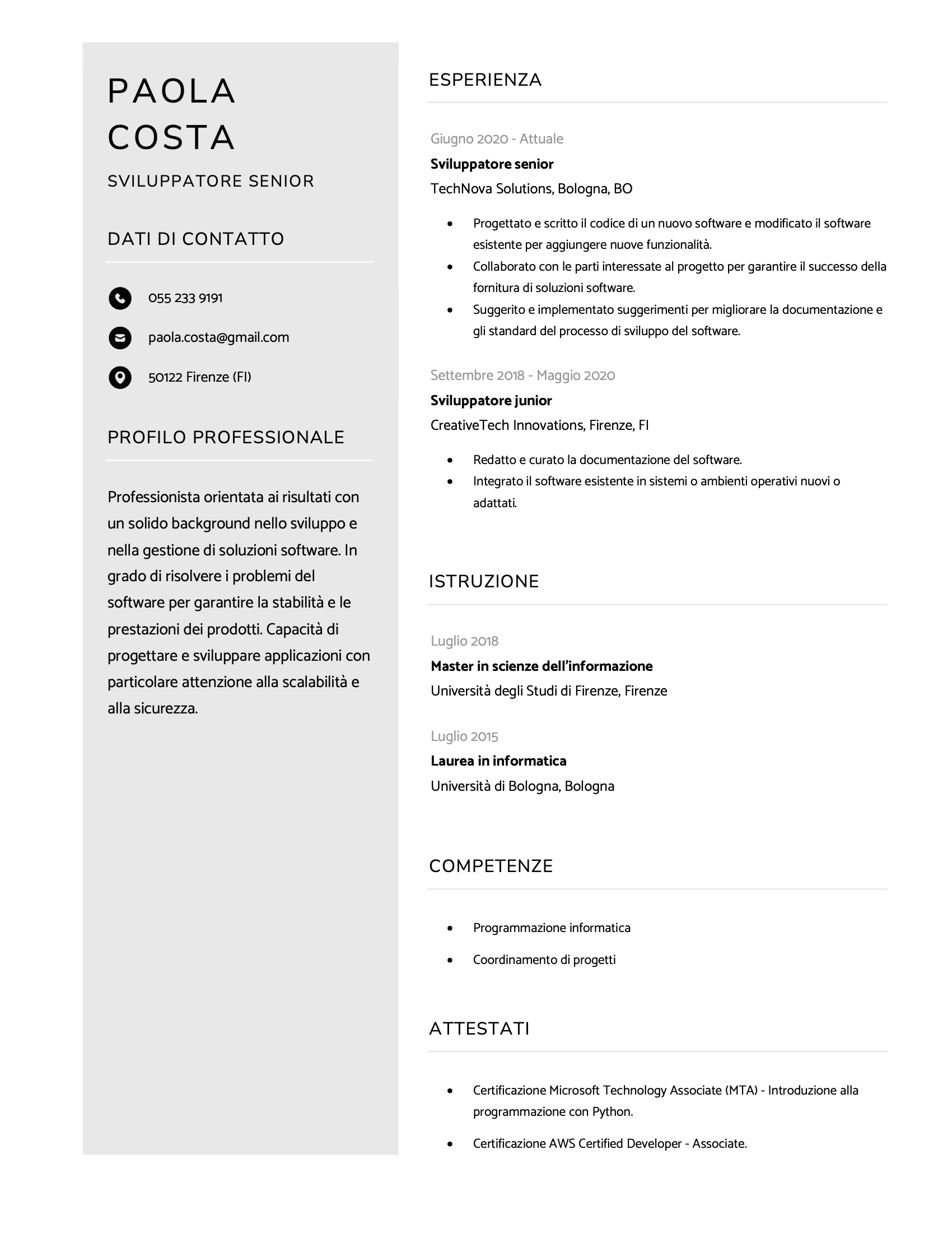Corporate CV template