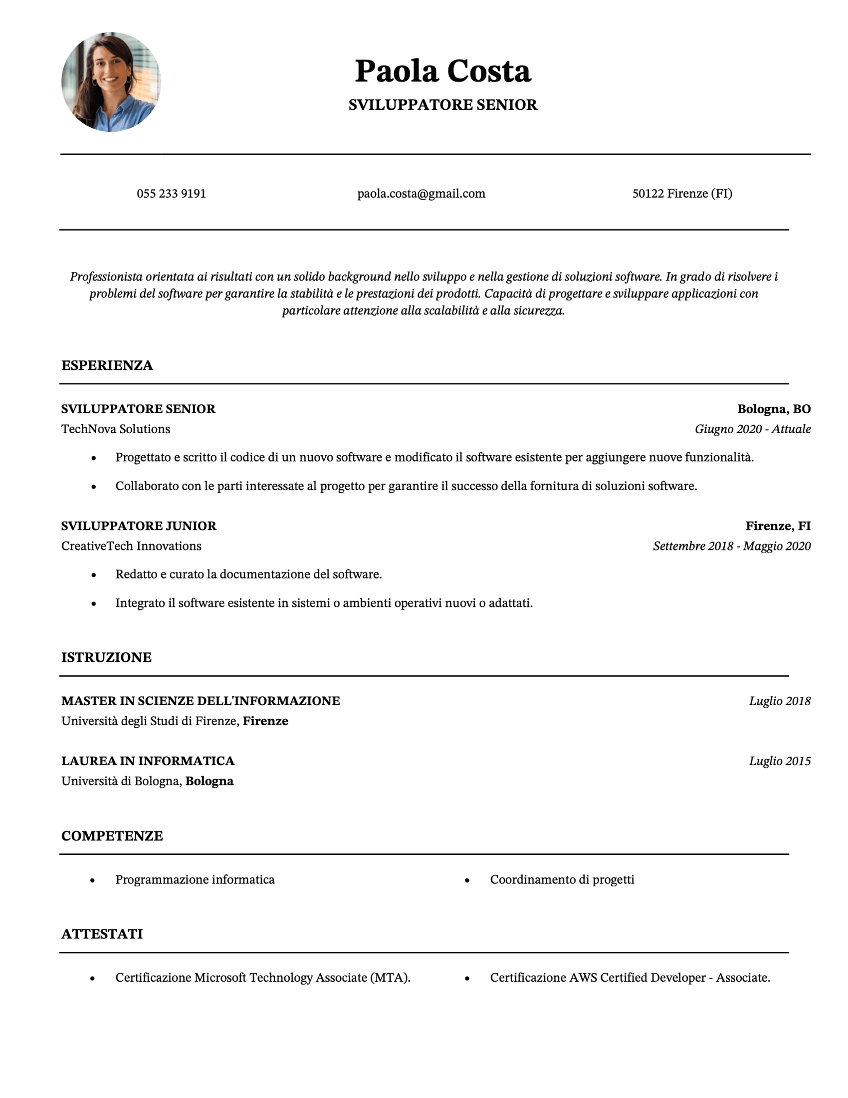 Majestic CV template