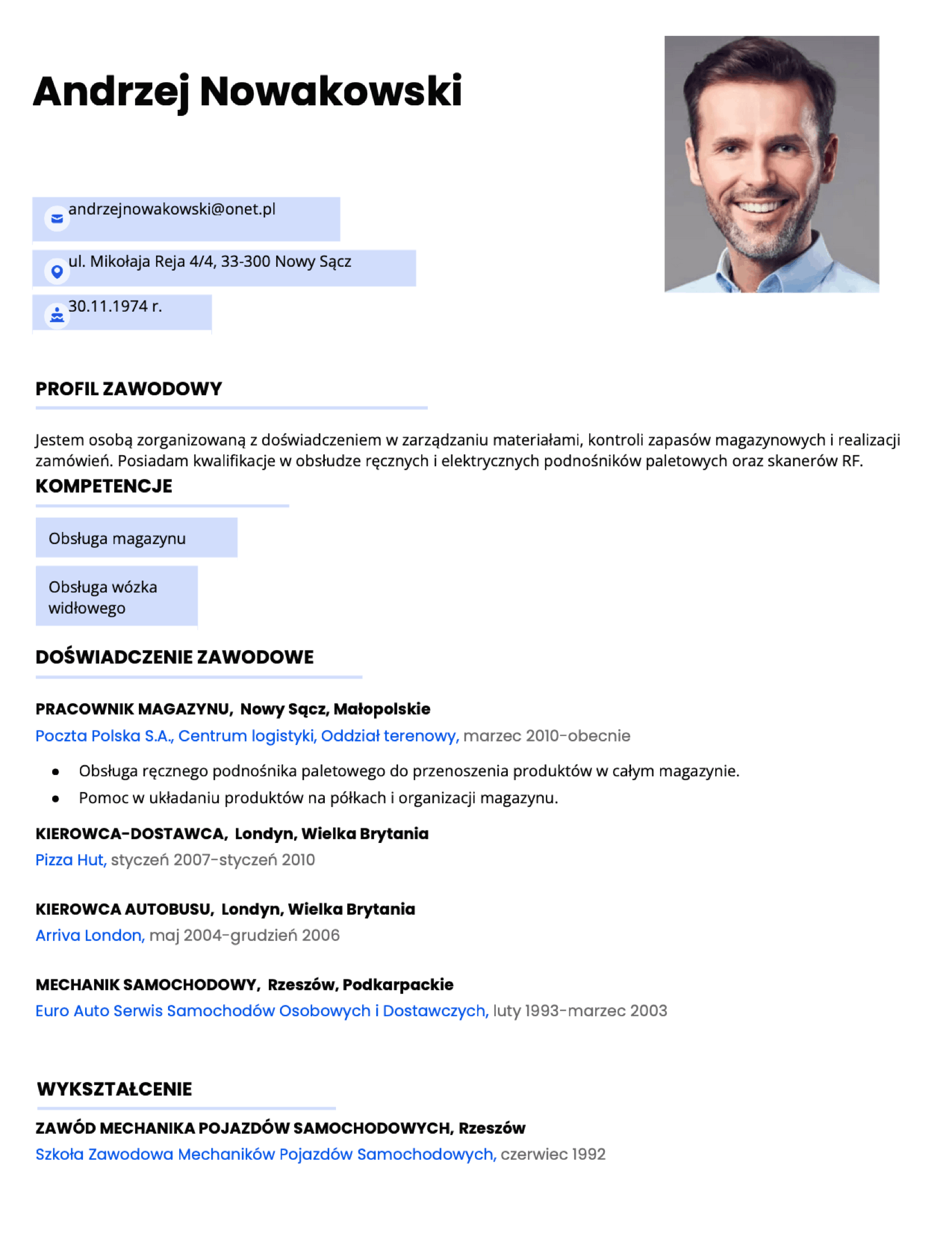 Advanced CV template