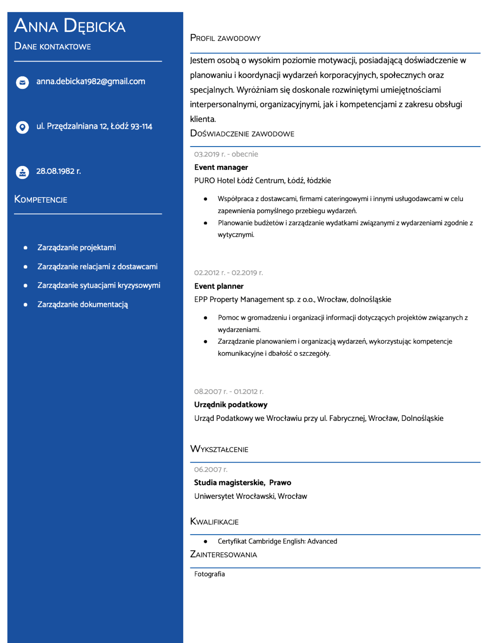 Majestic CV template