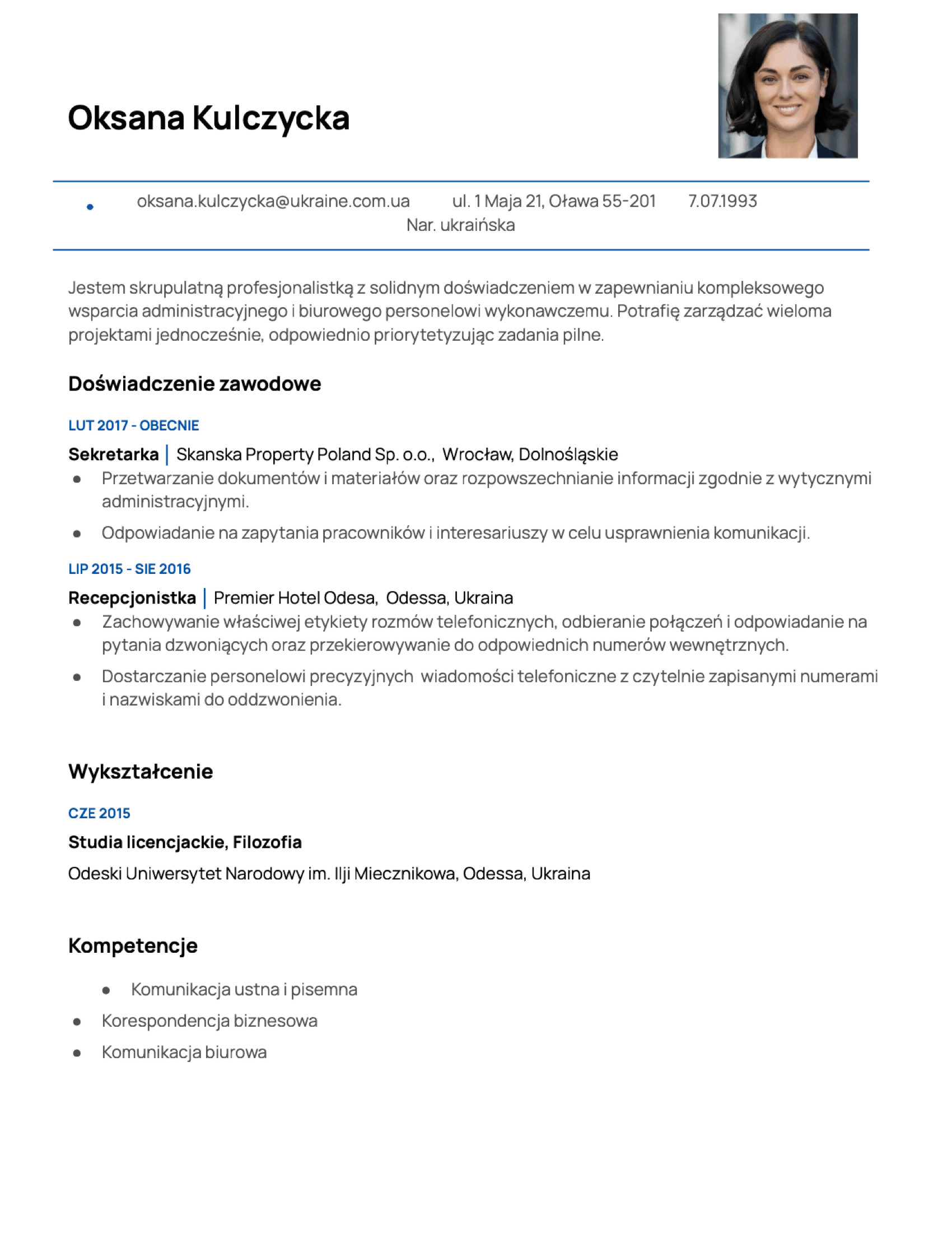 Modern CV template
