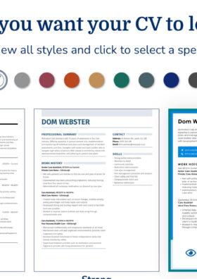 A selection of the templates available on My Perfect CV's CV builder.