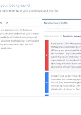 Zety's CV builder lets you pick from pre-selected personal statements.