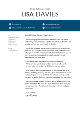 The Abertawe cover letter template in dark blue.