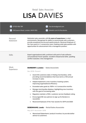 Black version of the Abertawe CV template