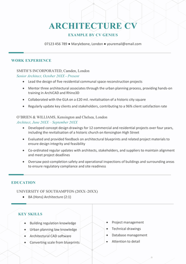 An example of an architect cv