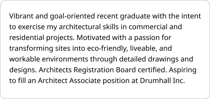 Example of a personal statement on an architecture CV example.