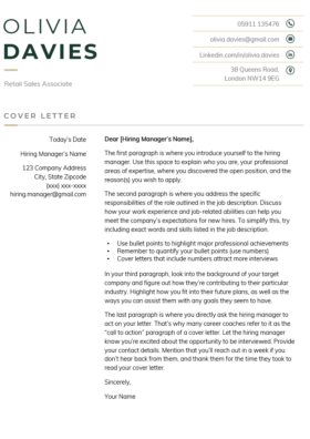 Cover Letter Template for UK: Austere, Green