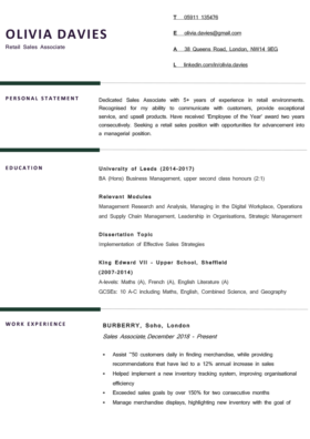 The Berkshire CV Template in green