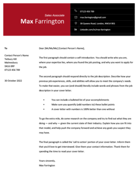 The Bloomsbury cover letter template