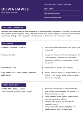 The Brixton CV Template in purple
