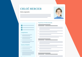 un infographique d'un CV français avec photo avec en arrière-plan le drapeau français