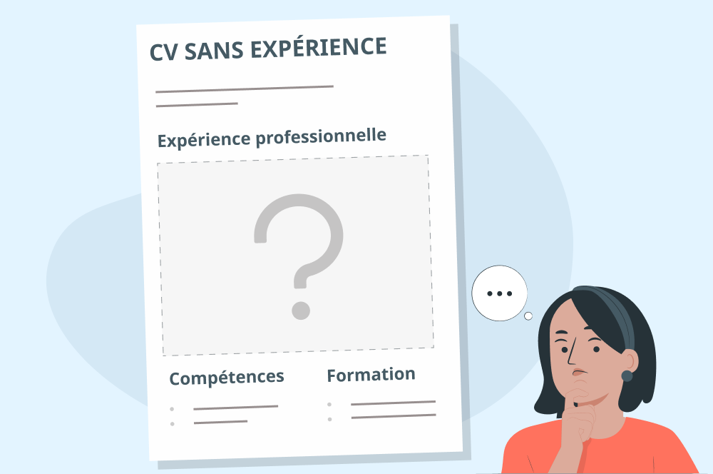 une image d'une femme réfléchissant à son manque d'expérience professionnelle sur son CV