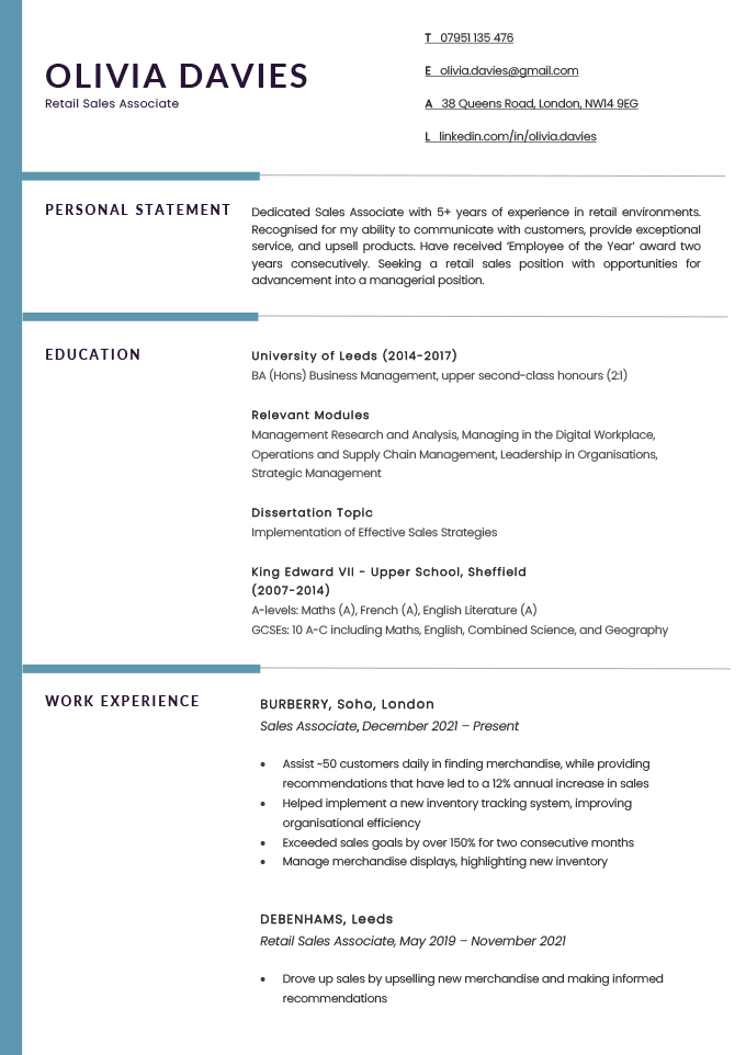 Clean CV for CV design page