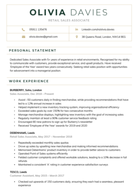 Contemporary CV Template in green
