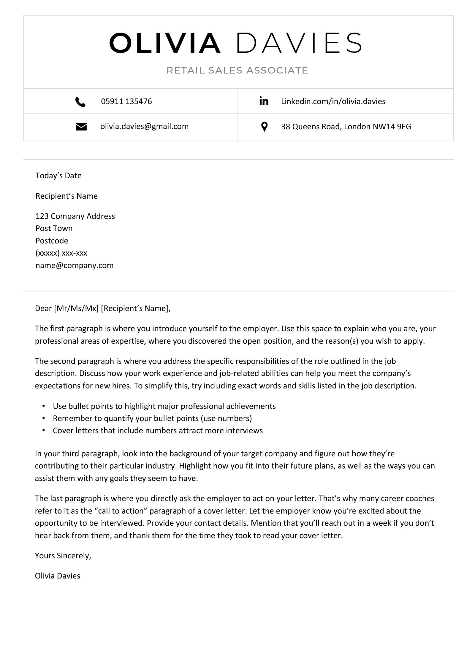 cover letter template uk 2022