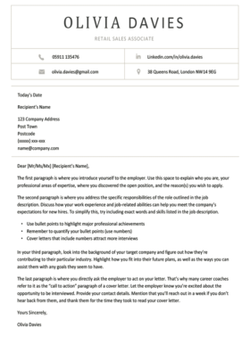 Cover Letter Template for UK: Contemporary, Green