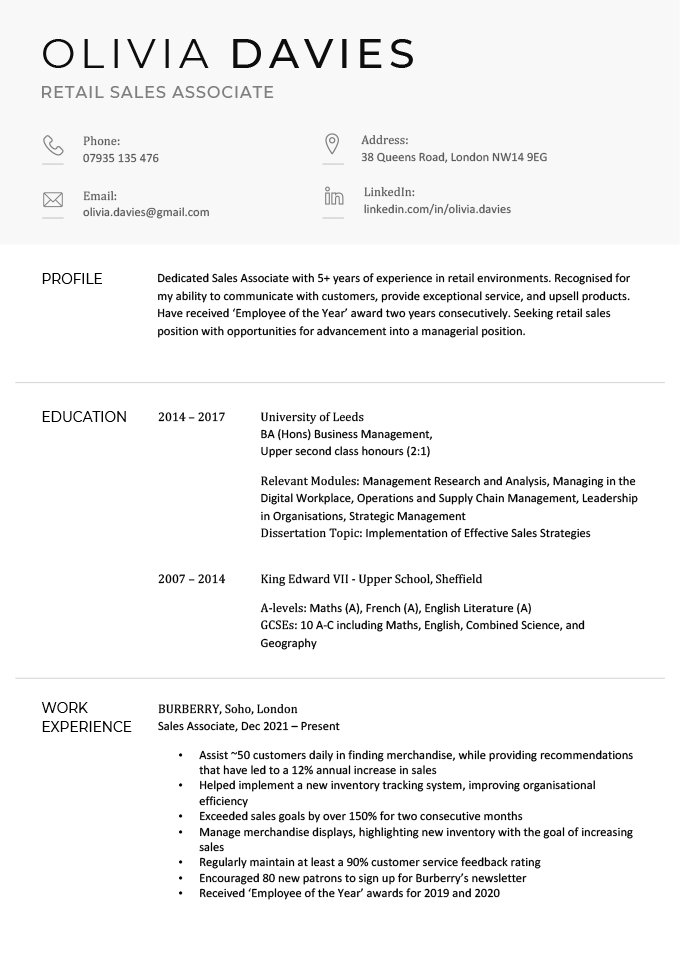 Corporate CV for CV design page