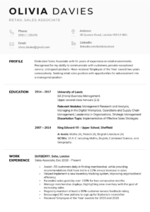 The "Corporate" CV Template with a large light gray header containing the candidate's name and contact details, followed by a profile section, education section, and work experience section, with each section divided by light gray horizontal lines.
