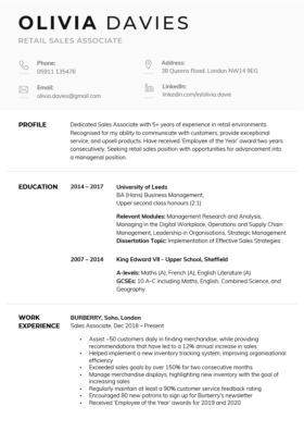 The black version of the Corporate CV Template, featuring a large grey header section with sans serif text.