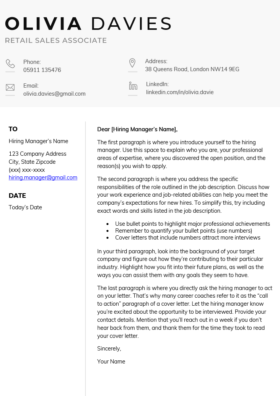 Cover Letter Template for UK: Corporate, Black