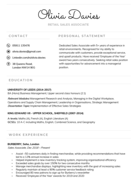 The Creative CV Template in black