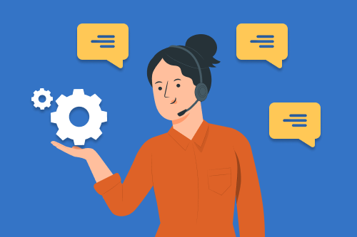 Woman speaking over the phone using headset