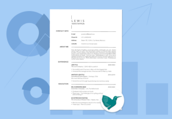 A LaTex CV template with the LaTex Project logo positioned over the bottom-right corner.