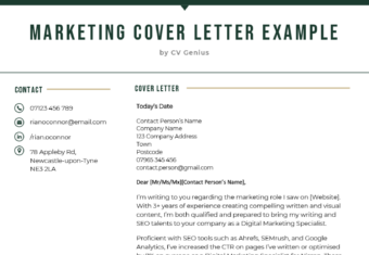 Cover letter for marketing