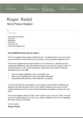 The Mercia cover letter template