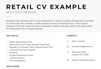 An example of a retail CV