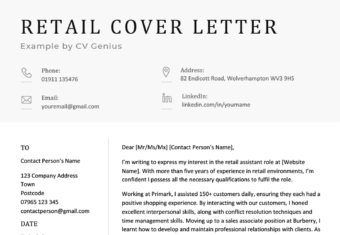 Cover letter for retail