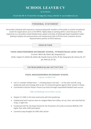 School Leaver CV Examples Free UK Templates