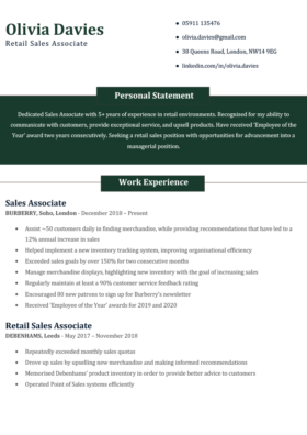 The Simple CV Template in green