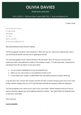 Cover Letter Template for UK: Soho, Green