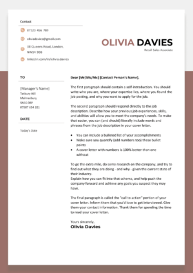 The Stirling cover letter template