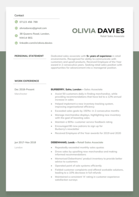 Green version of the Stirling CV template