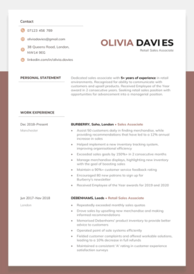 Maroon version of the Stirling CV template