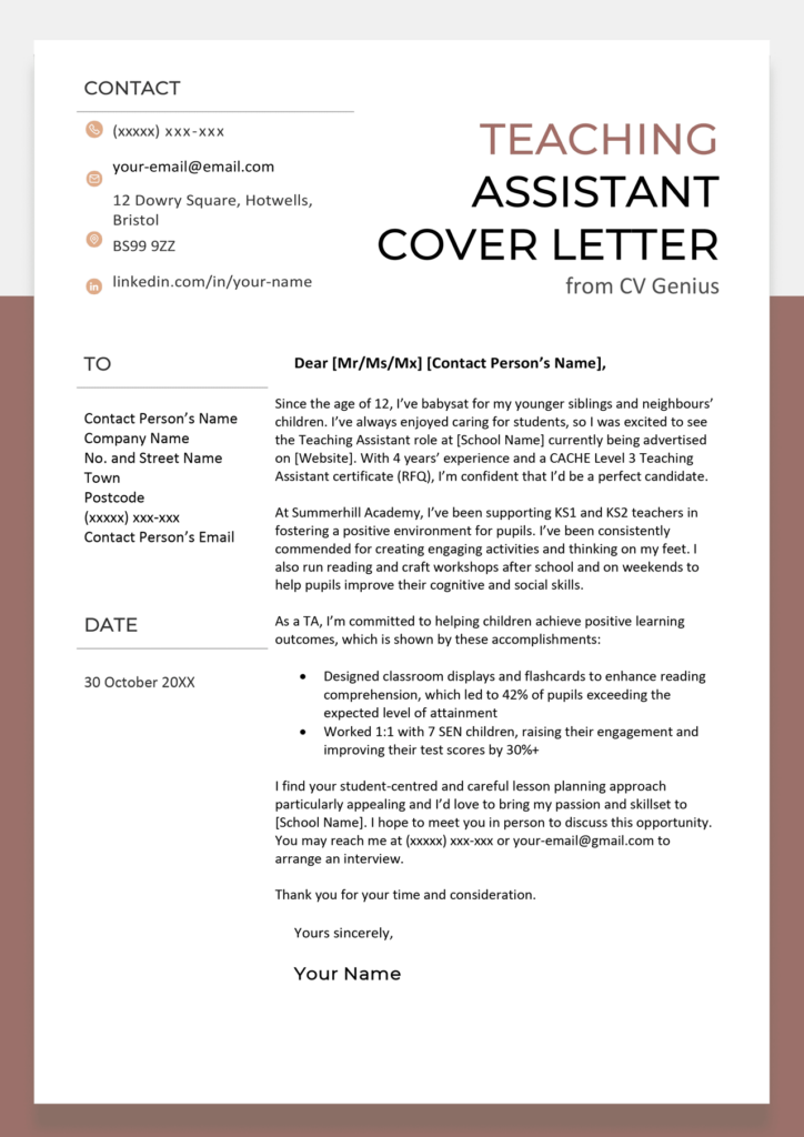 cover letter for assistant head of school