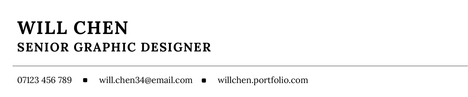 No location used where an address on a CV would be placed.