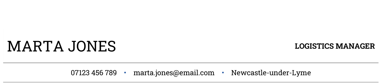 A town name used instead of an address on a CV.