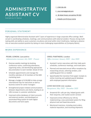 Administrative Assistant CV Example 40 Skills To List