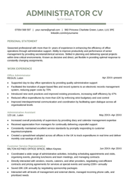 Administrator CV Example Free Template How To Write